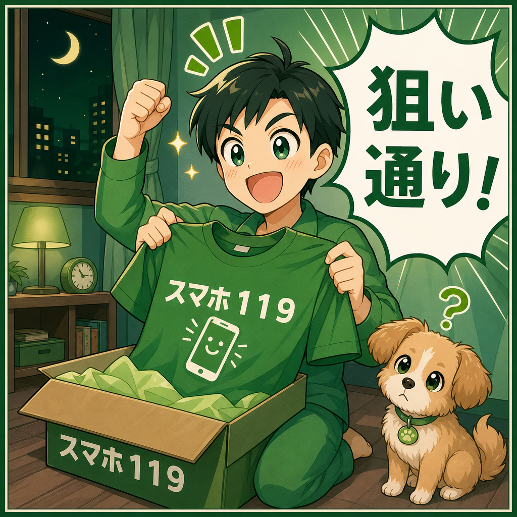 テスト注文のTシャツを開封して喜ぶ社長の漫画