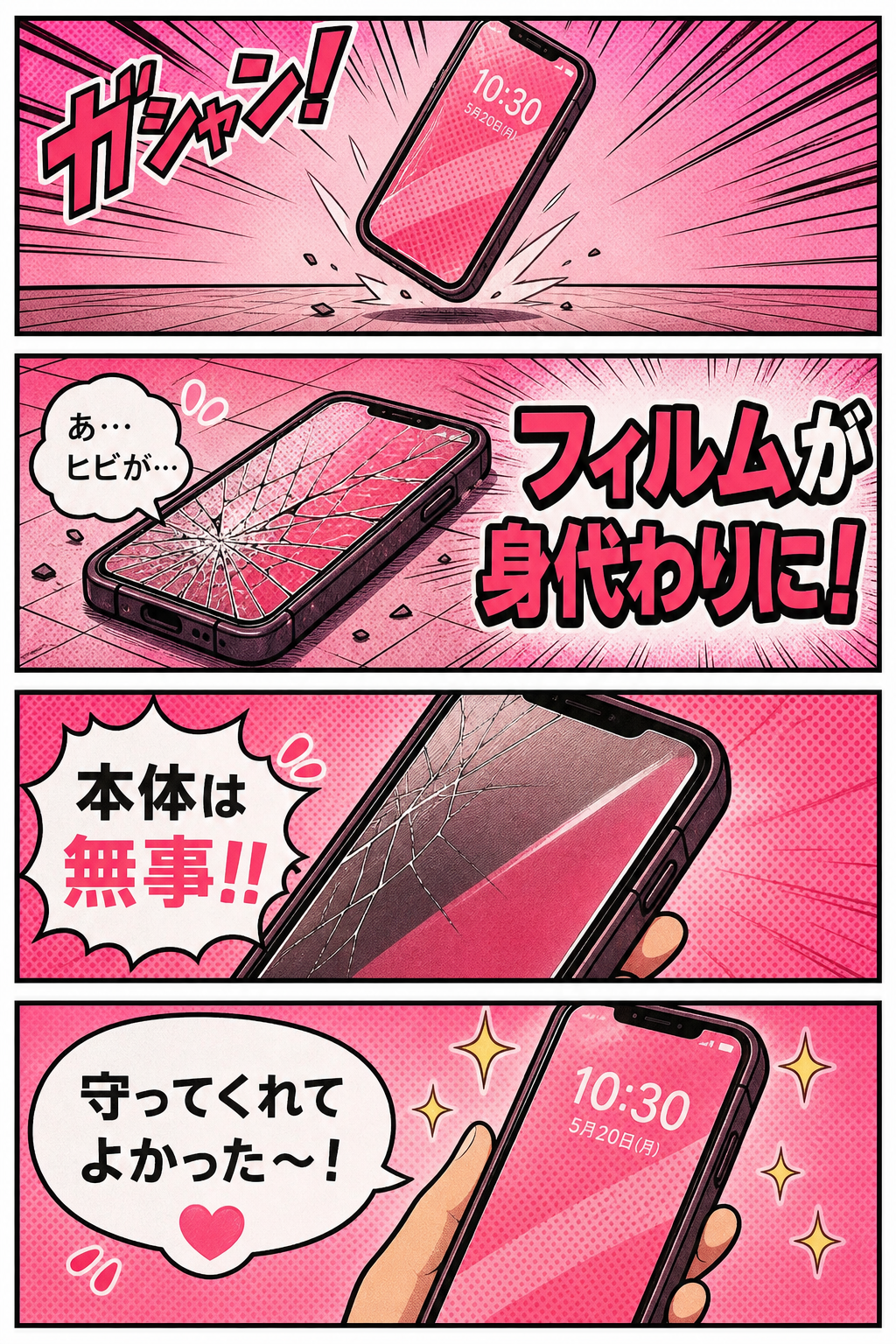 ケースとガラスフィルムがスマホを守る