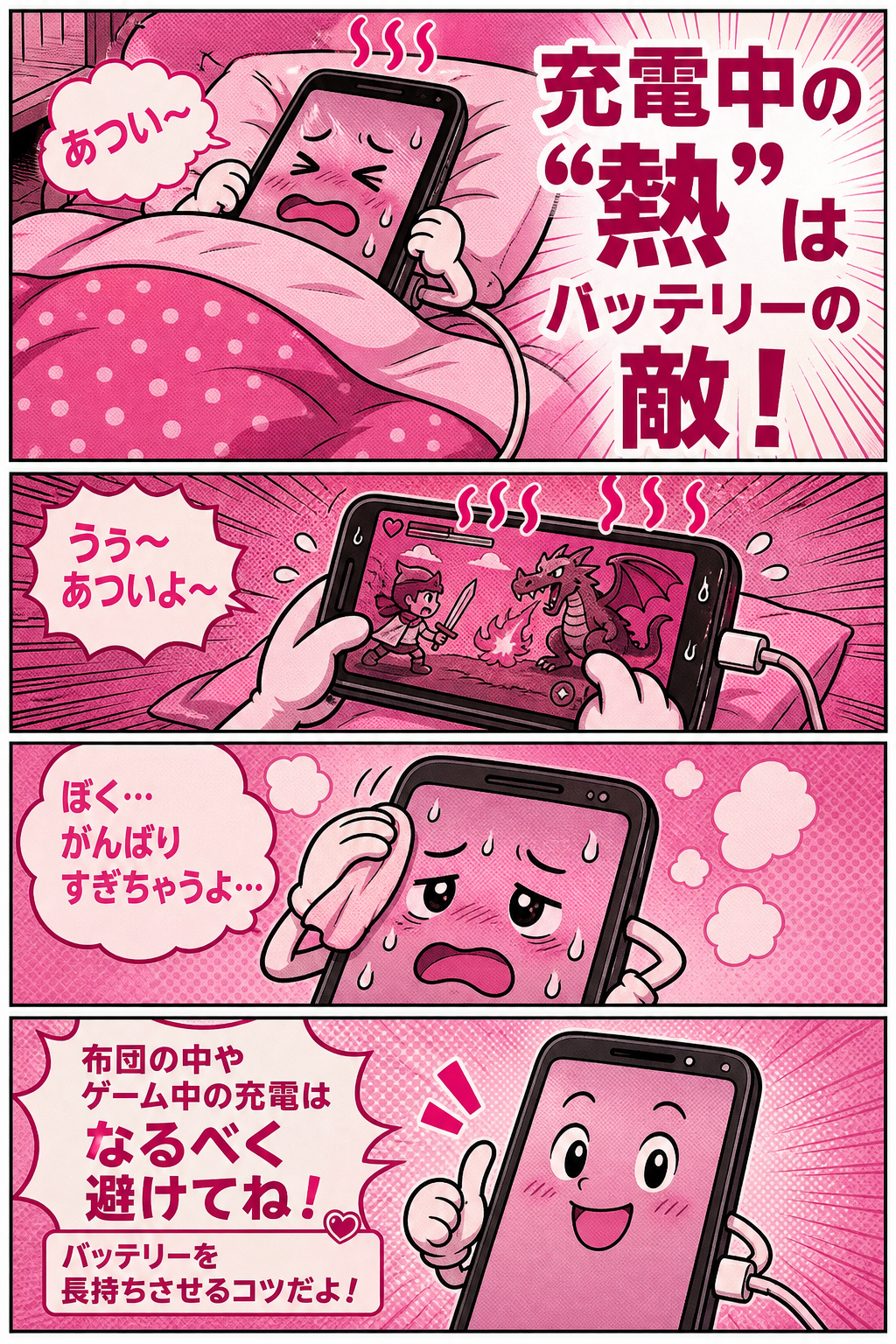 熱がこもる充電はバッテリーの敵