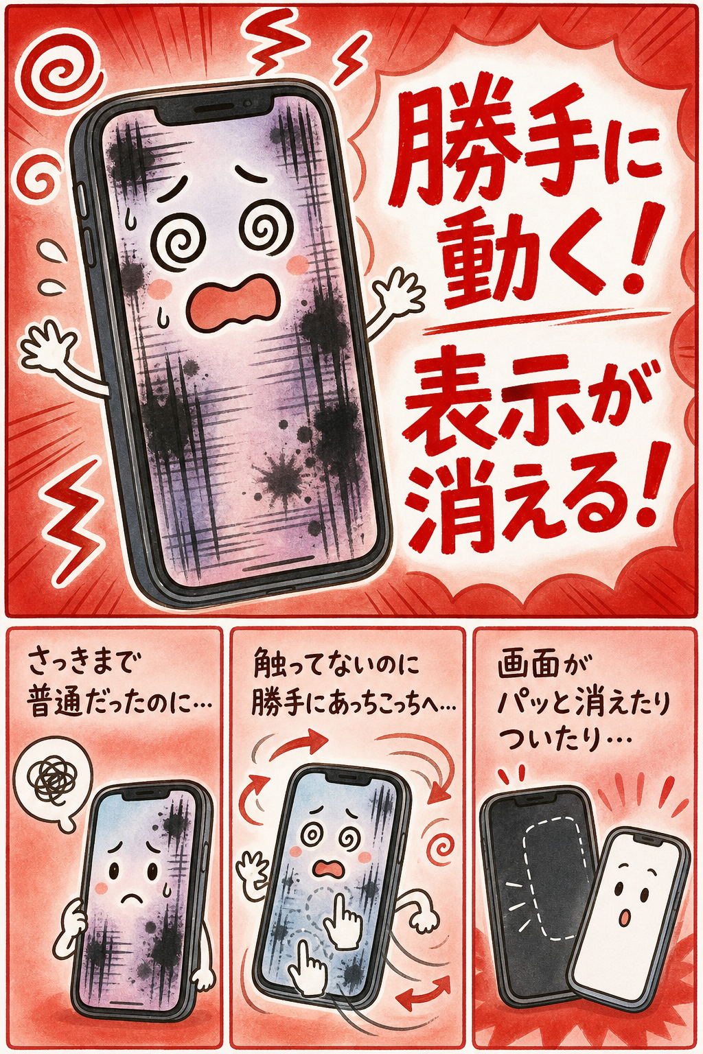 液晶のシミとゴーストタッチで勝手に動く画面
