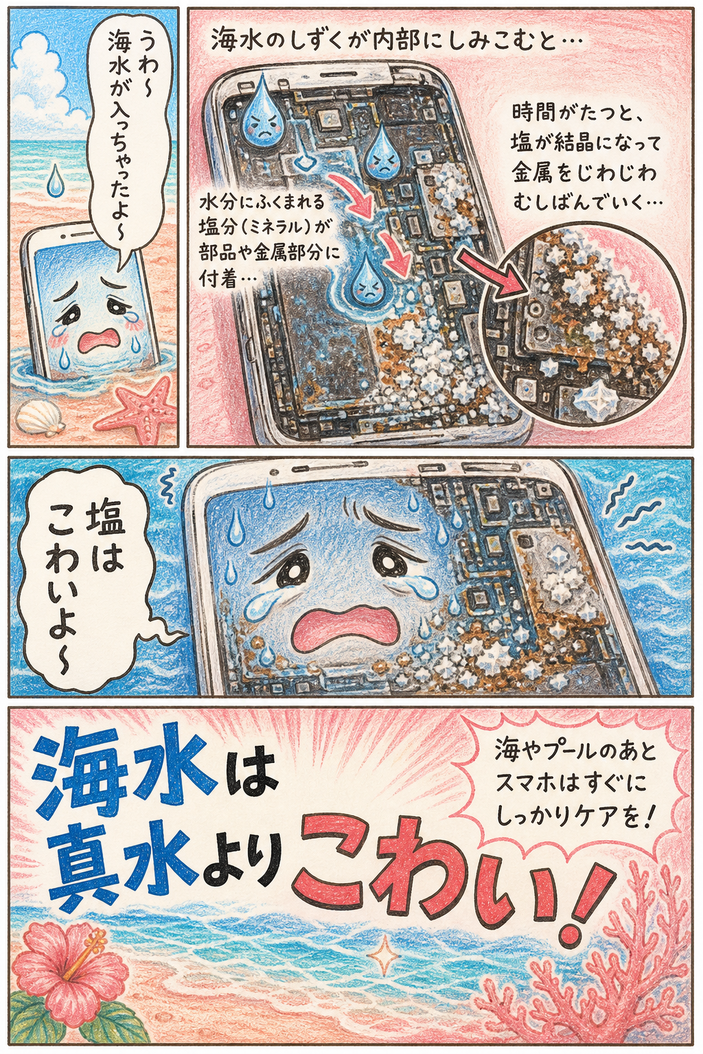 海水は真水より腐食が速いという注意