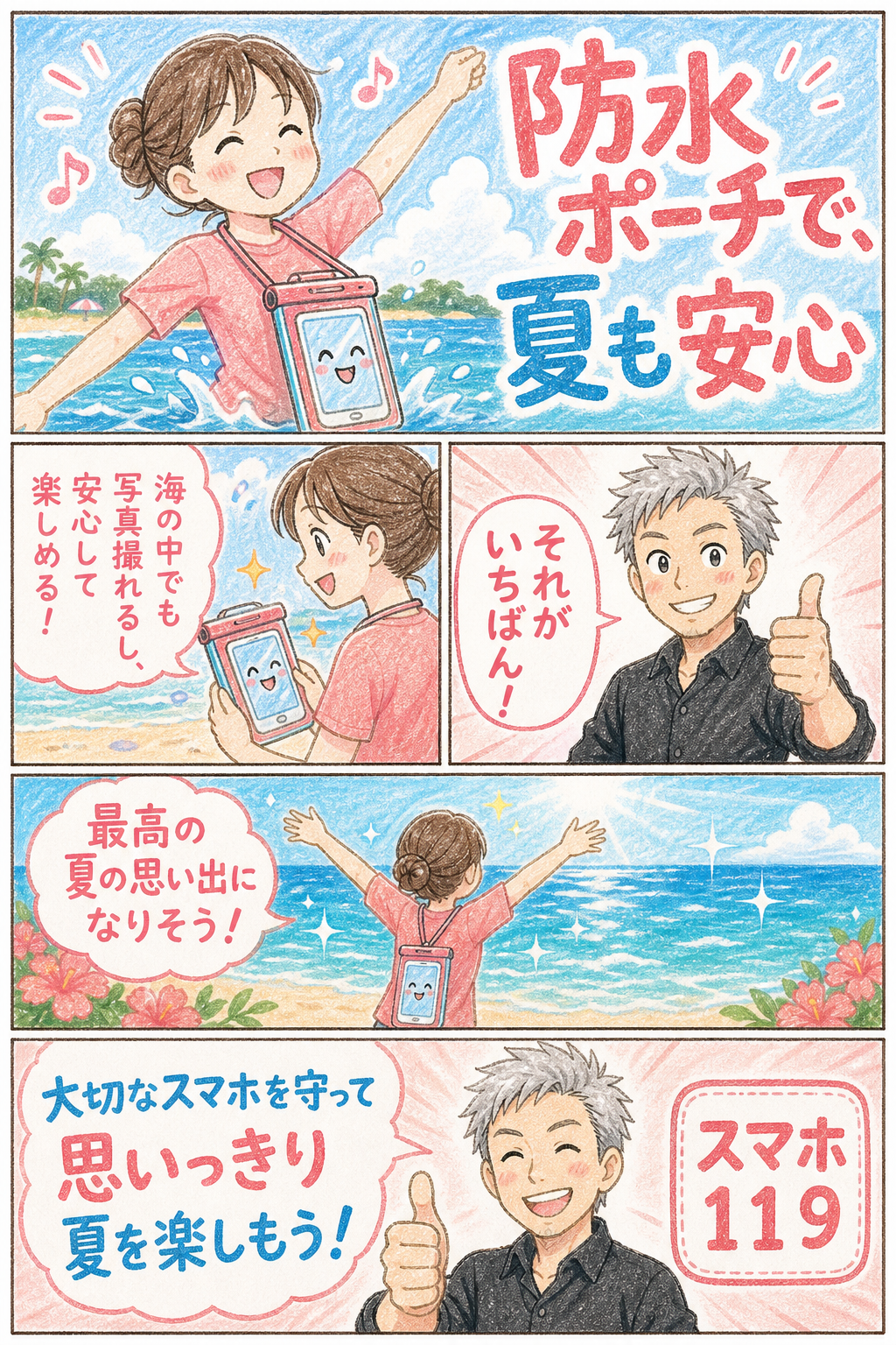 防水ポーチでスマホを守る海のレジャー