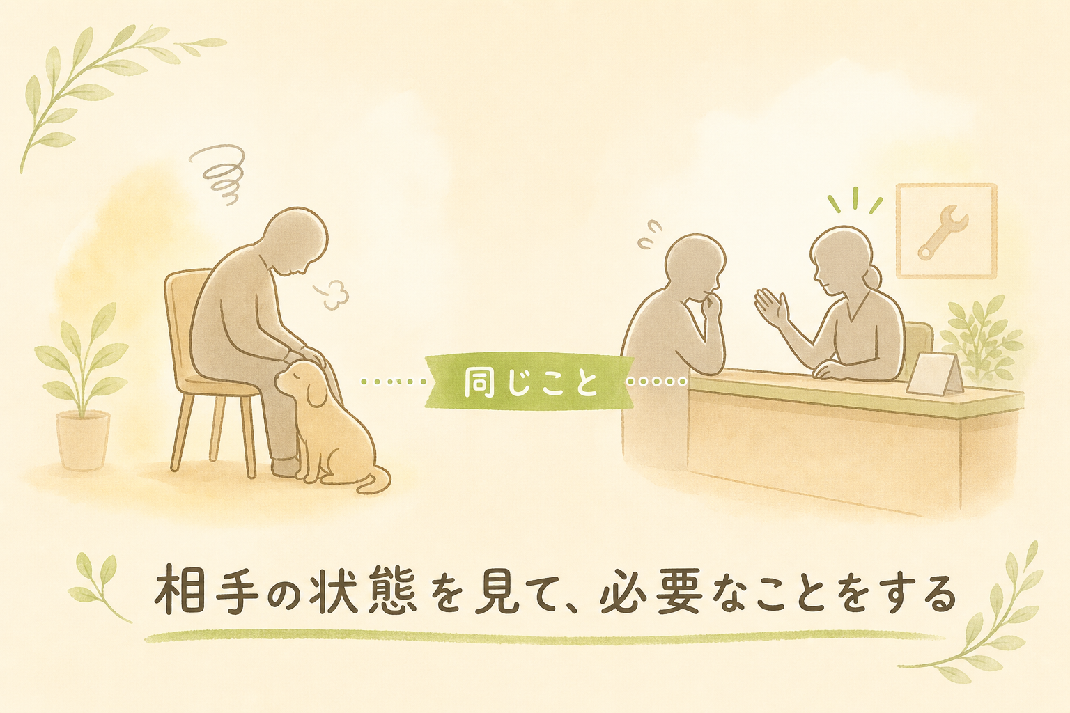 相手の状態を見て必要なことをするという姿勢を示す図