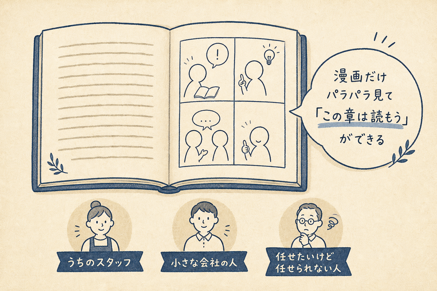 各章に4コマ漫画が入った読みやすい作りを示す図