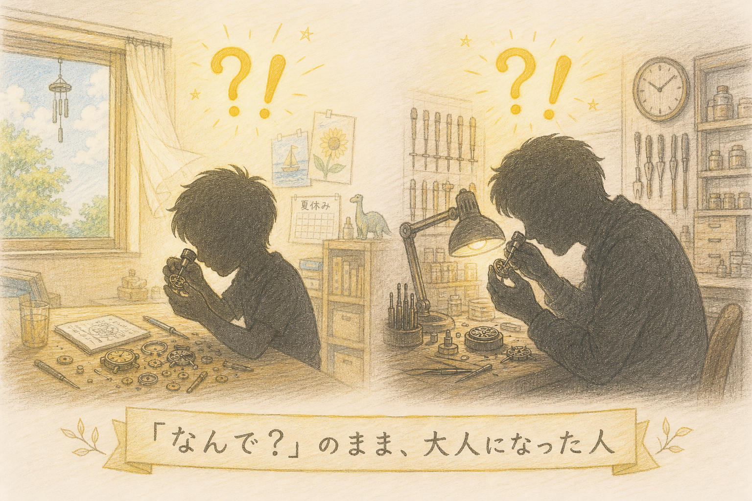 なんでと思うクセを持ったまま大人になった人の情景イラスト