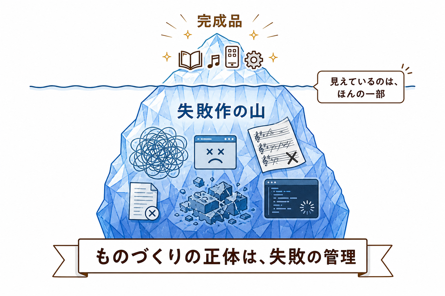 ものづくりの正体は失敗の管理であることを示す氷山の図