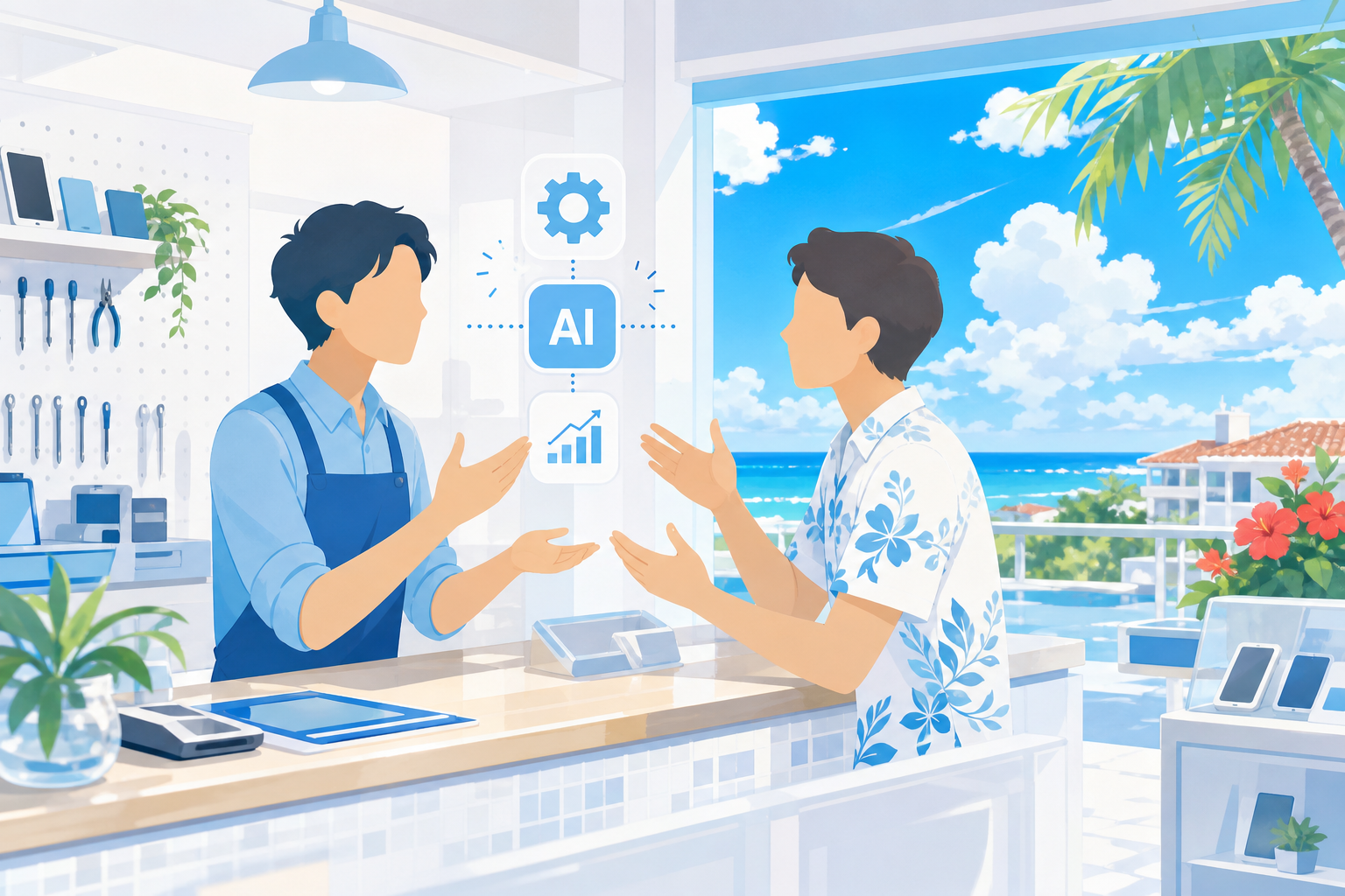 沖縄の事業所とAIの話を実体験ベースでできることを示す図