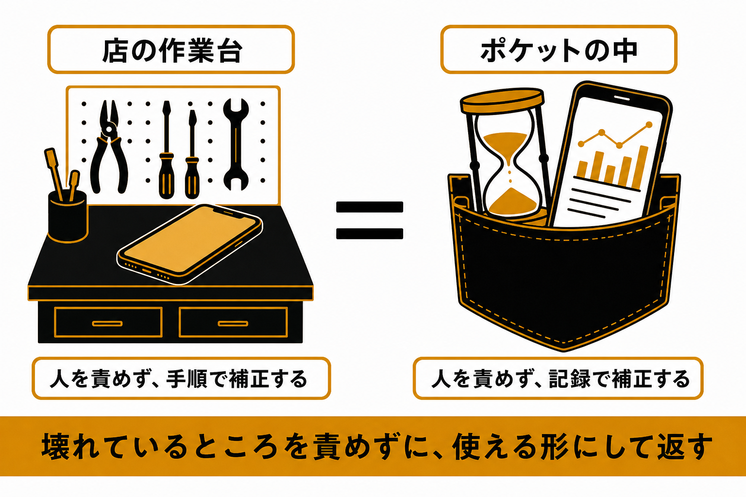 修理の現場の考え方がそのままアプリになったことを示す図
