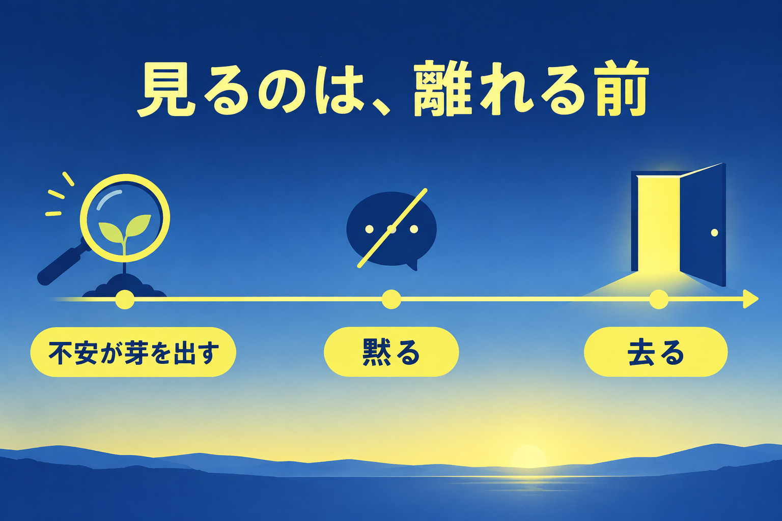 不安が芽を出す段階で見ることを示す図