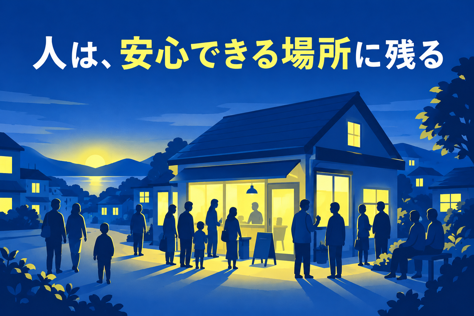 安心できる場所に人が残る図