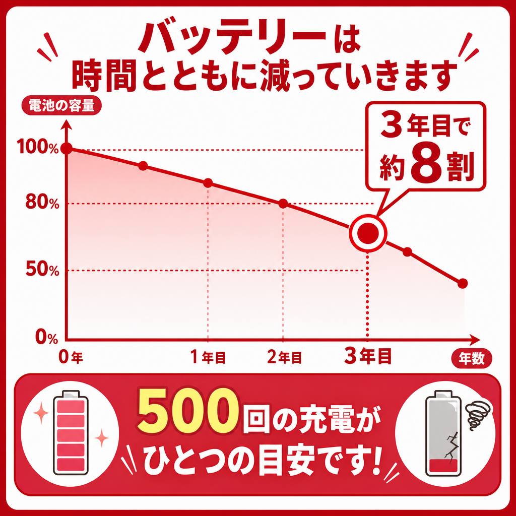 リチウムイオン電池が3年で寿命を迎える理由の図解