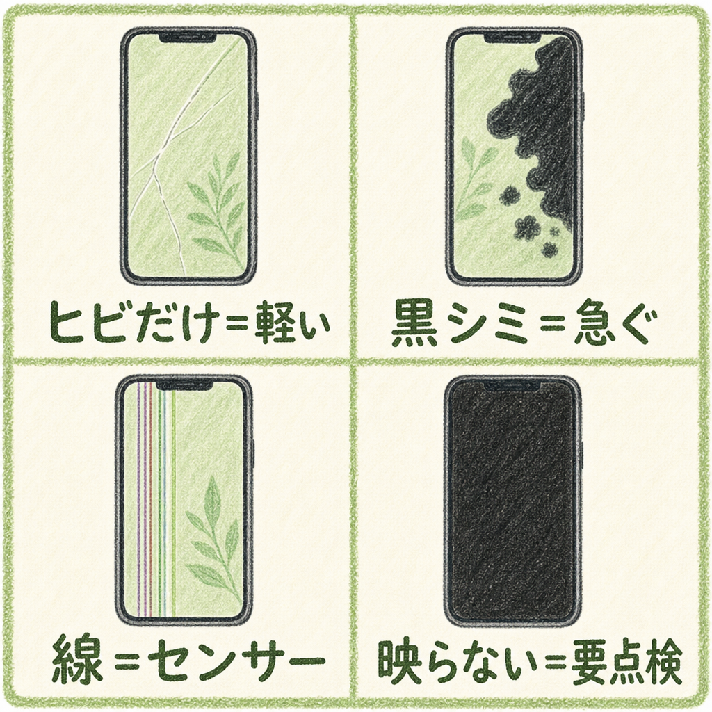 画面割れの4つの症状の見分け方