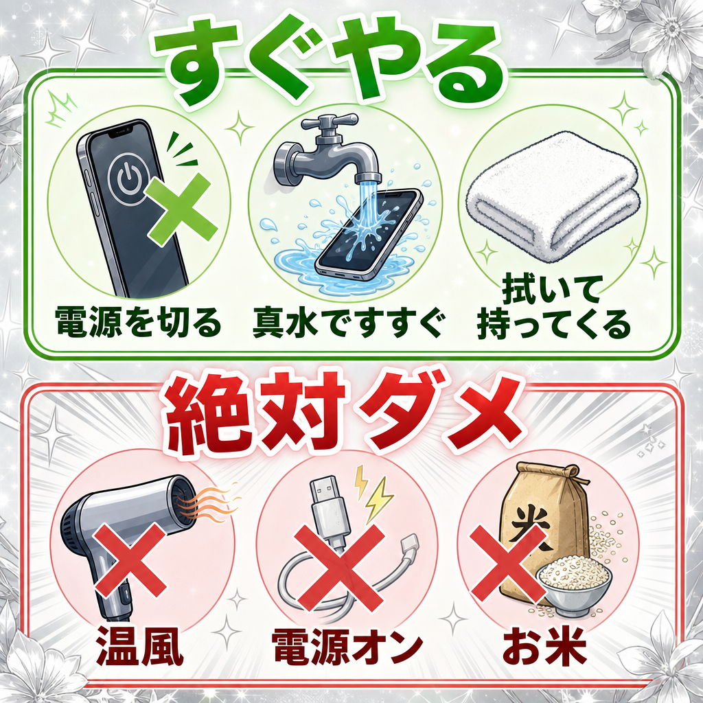 水没した直後にやることとやってはいけないことの手順