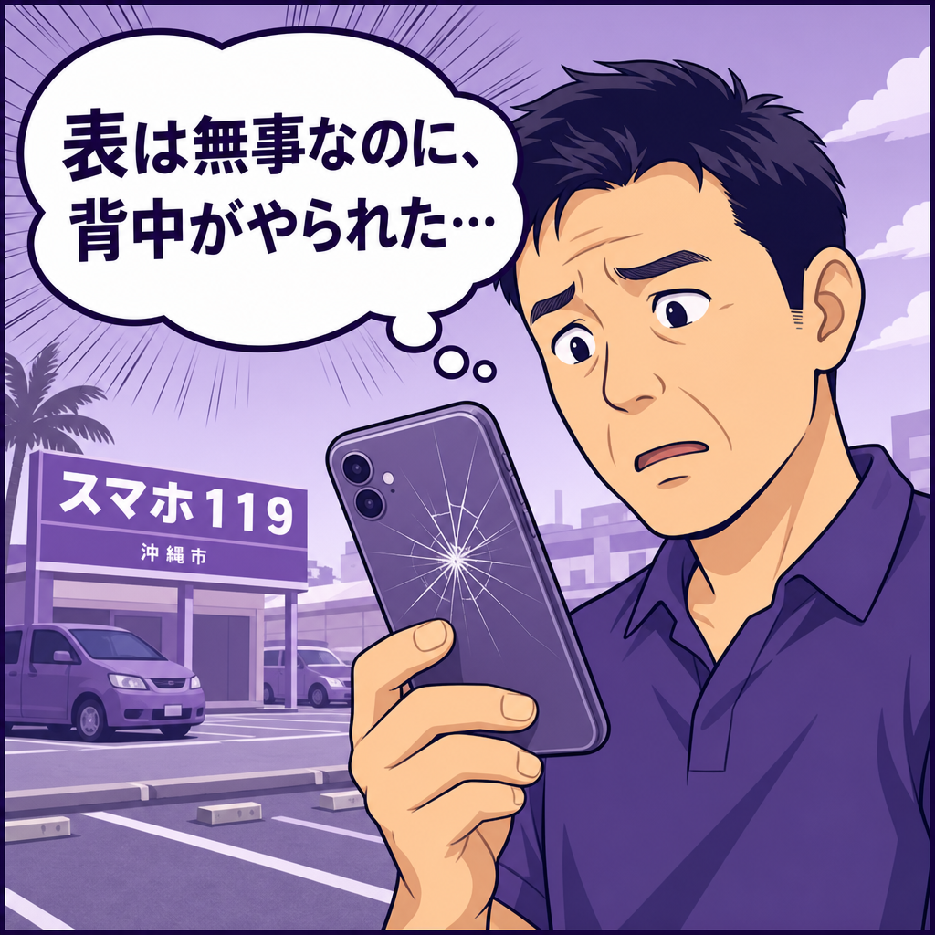 Xperia 1 Vの背面ガラスが割れてしまった様子