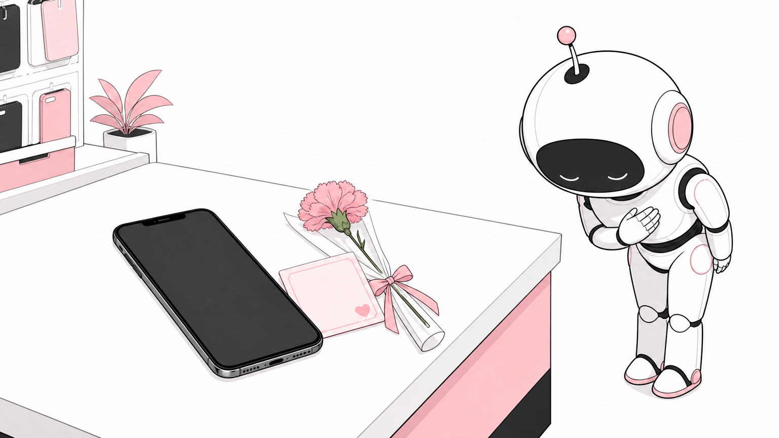 感謝の気持ちをあらわすスマホ１１９のイラスト