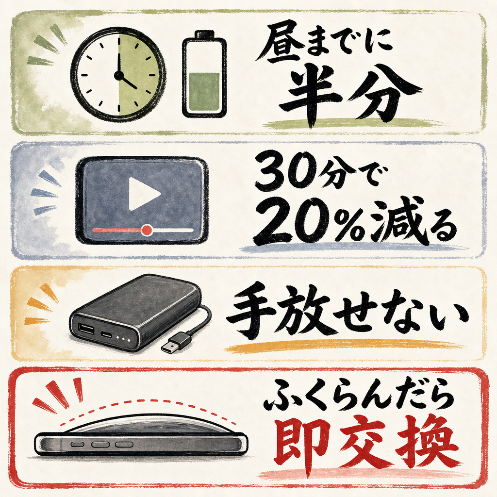 スマホの電池が交換時期かどうかを見分ける4つのサイン