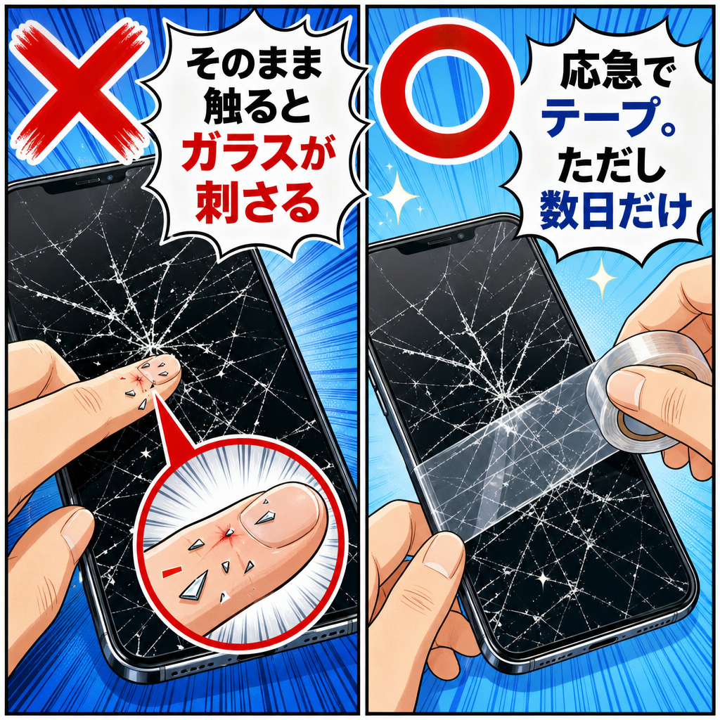 割れた画面をそのまま使うと危険な理由と応急処置