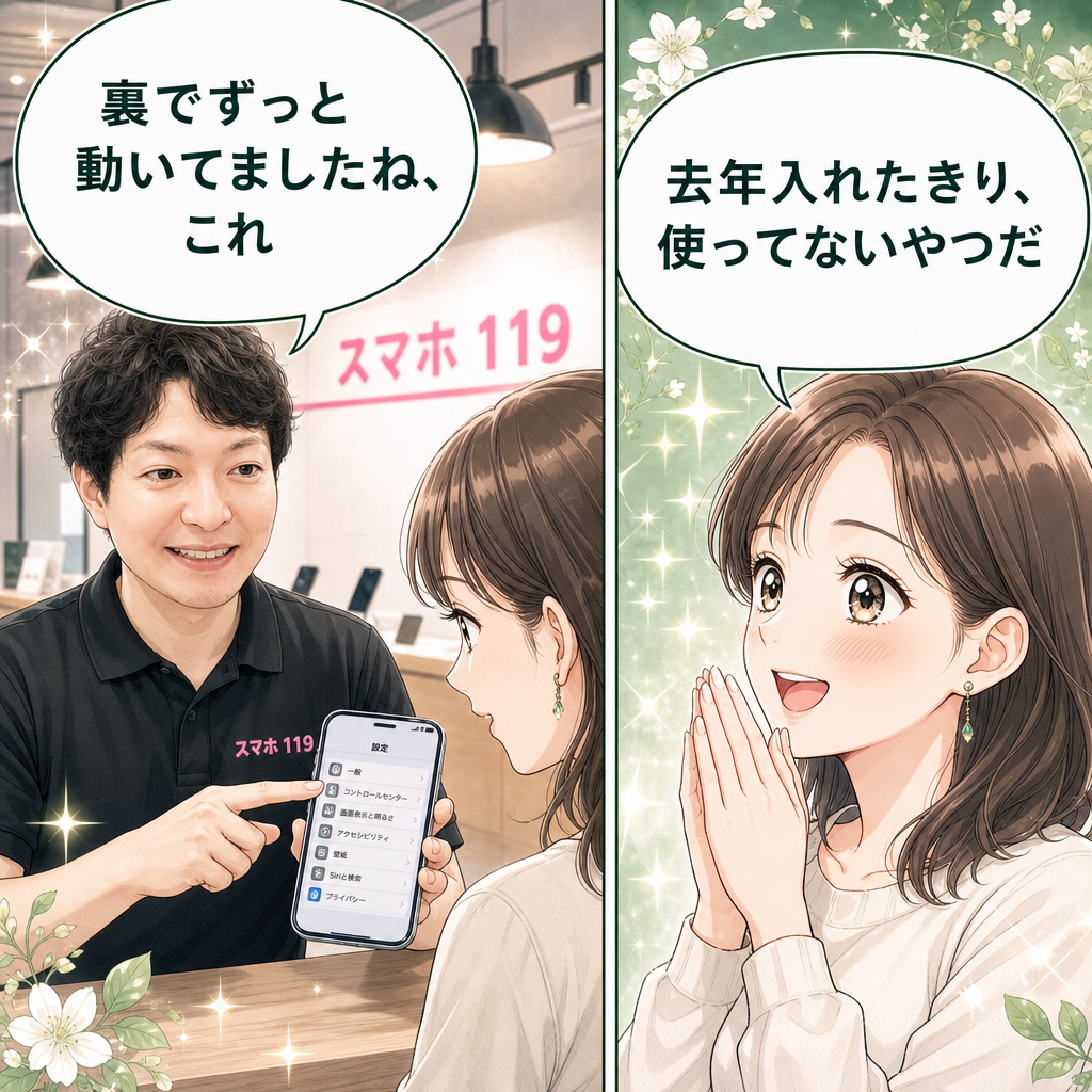 名護市のスマホ119イオン名護店で発熱の原因を調べてもらう様子