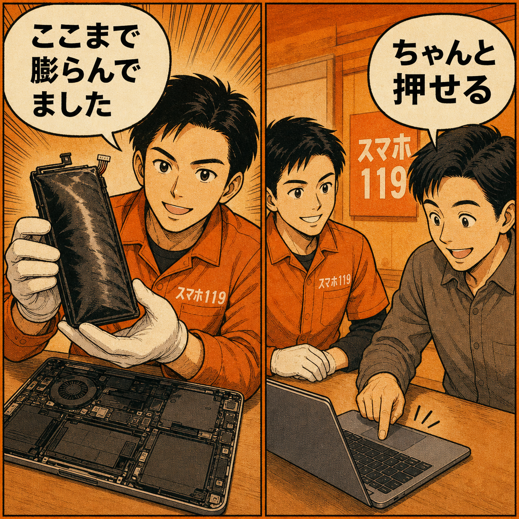 沖縄のスマホ119でMacBookのバッテリーを交換