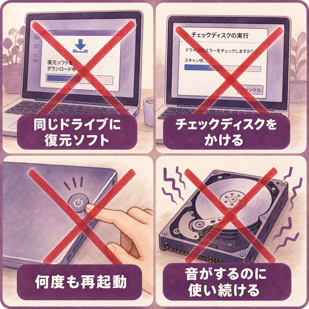 データが消えた時にやってはいけない4つ