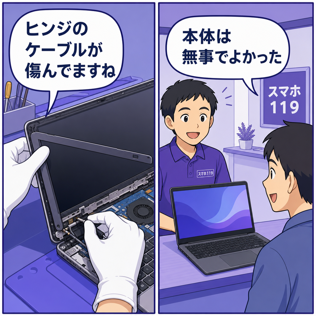 沖縄のスマホ119でノートパソコンの液晶を交換