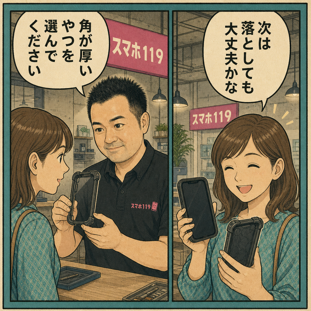 西原町のスマホ119西原店で画面交換とケース選びの相談