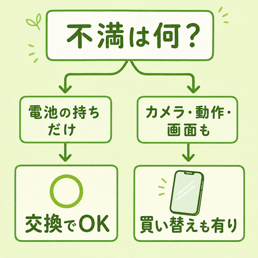 買い替えと電池交換のどちらを選ぶかの判断チャート