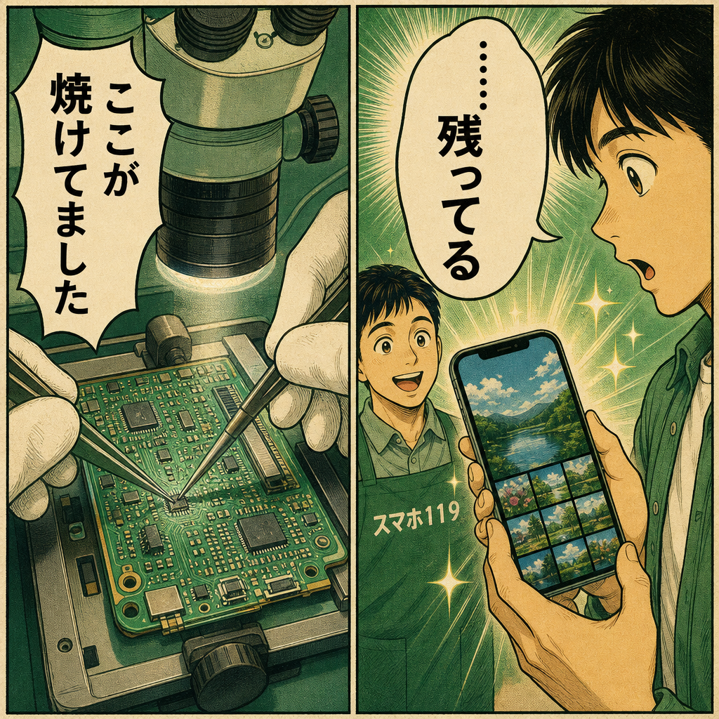 顕微鏡の下で基板をはんだ付けする作業
