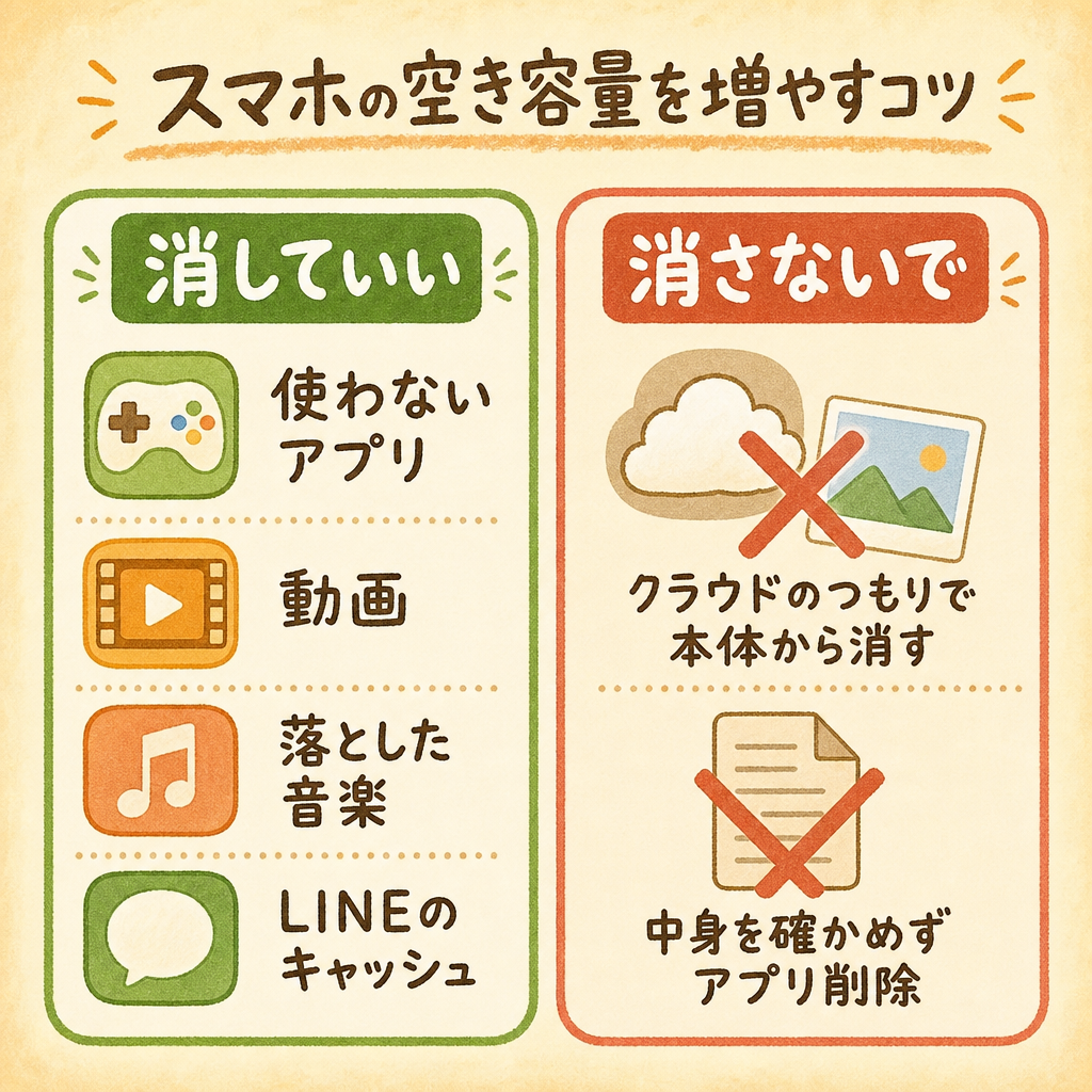 消していいものと消してはいけないものの比較