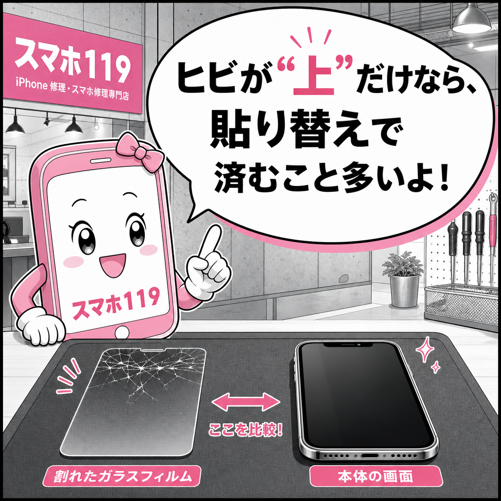iPhone 13落下でヒヤッ…実はガラスフィルムだけ割れ！貼り替えで復活