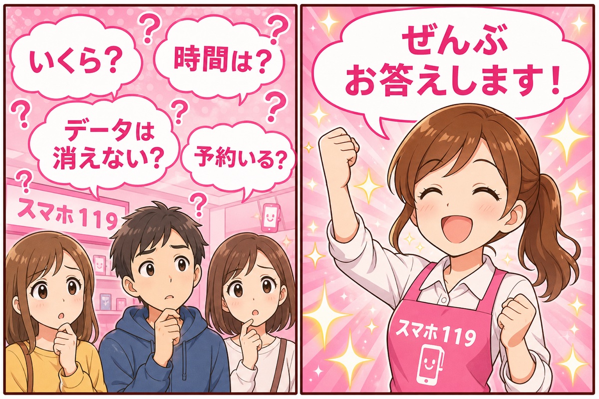 スマホ修理のよくある質問にスマホ119のスタッフが全部答える漫画