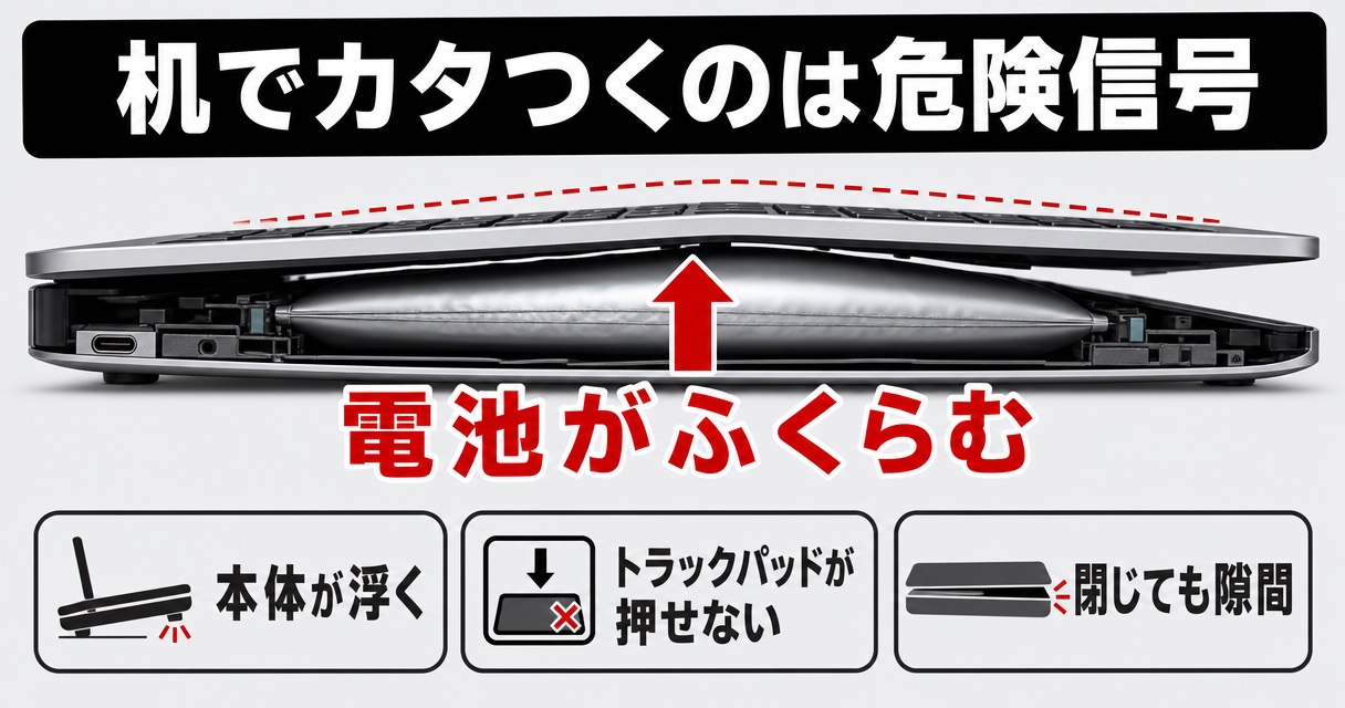 MacBookのバッテリーが膨らんで本体が反る仕組み