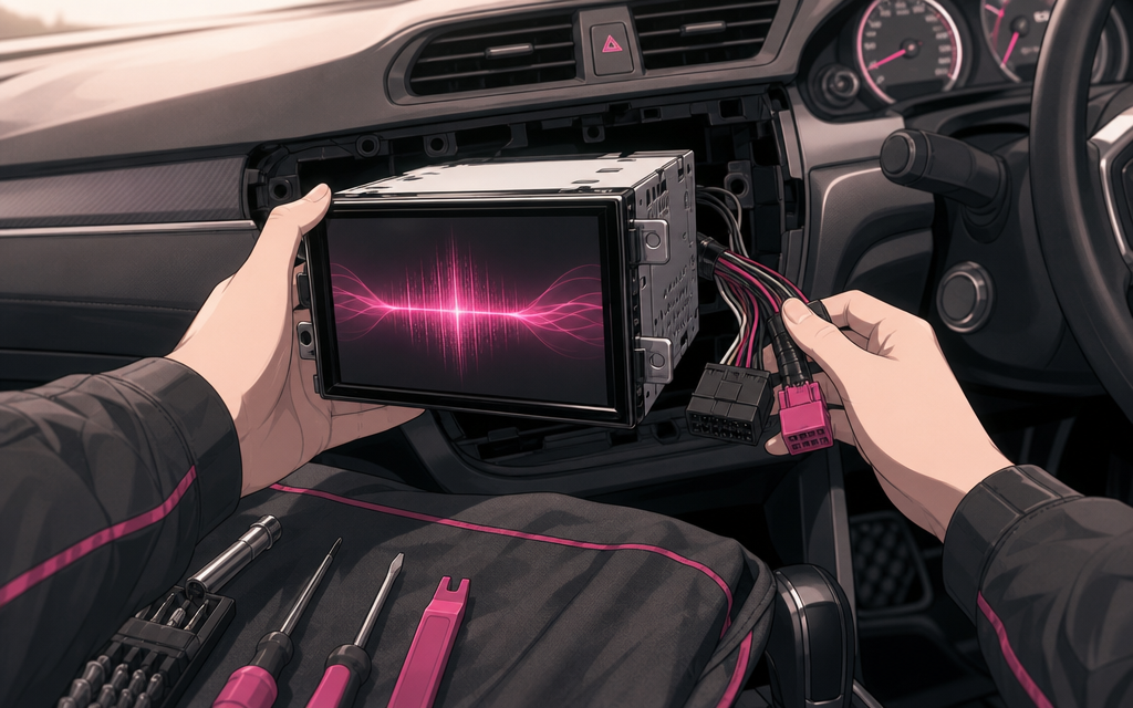 カーオーディオ取り付けのイラスト